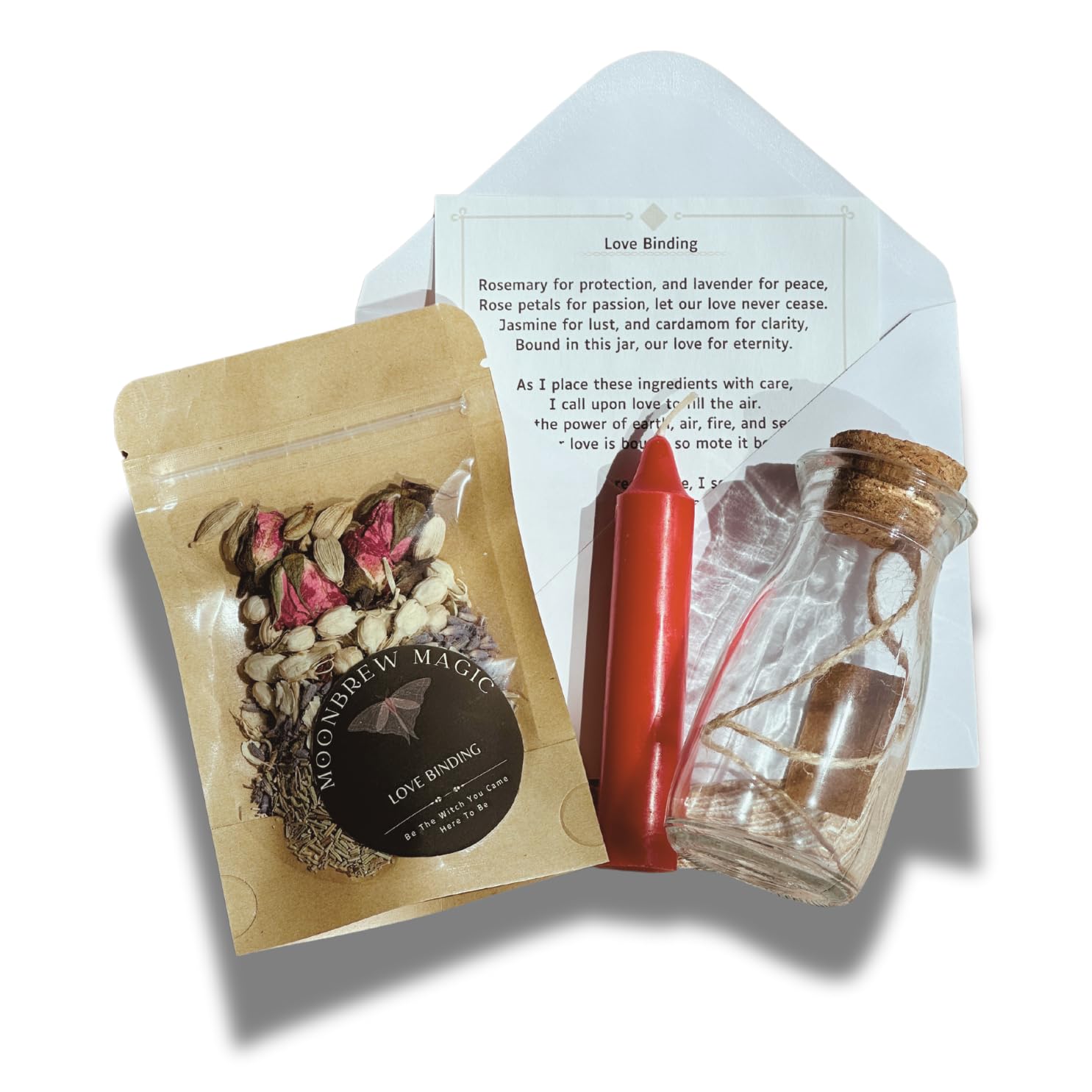 Love Binding Spell Jar Kit | Strengthen & Deepen Your Romantic Connection | Witchcraft Ritual Kit with Spell