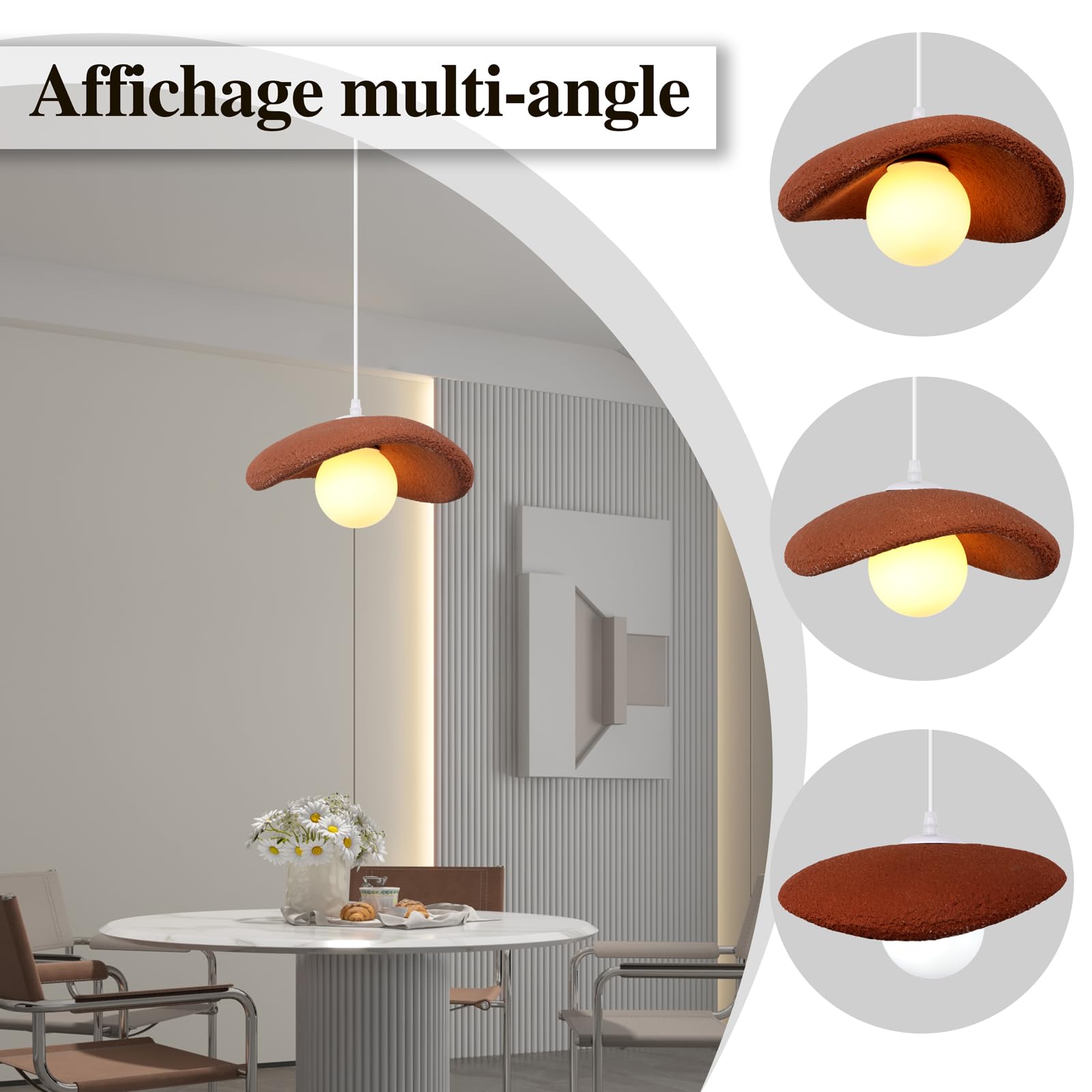 Żyrandol, nowoczesny, kreatywny, Wabi-Sabi, lampa wisząca, Ø 30 cm, abażur, lampa sufitowa, oświetlenie wewnętrzne, Avce G9, źródło światła do kuchni, jadalni, sypialni