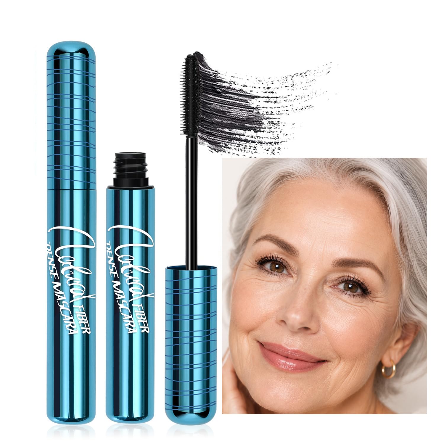 2 Pack Volumizing Mascara for Older Women 60 Plus - Lengthening & Thickening Formula, Smudge-Proof, Clump-Free, Waterproof Mascara for Thin Lashes, Blush Lash Mascara for Mature Eyes (Black, 2) 0.25 Fl Oz (Pack of 2) Black