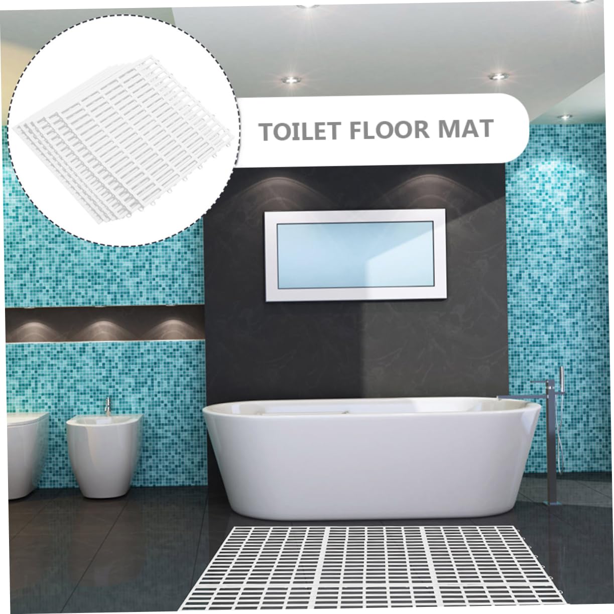 Tappetino Antiscivolo per Bagno in Tpe Bianco 4 Pezzi Quadrato