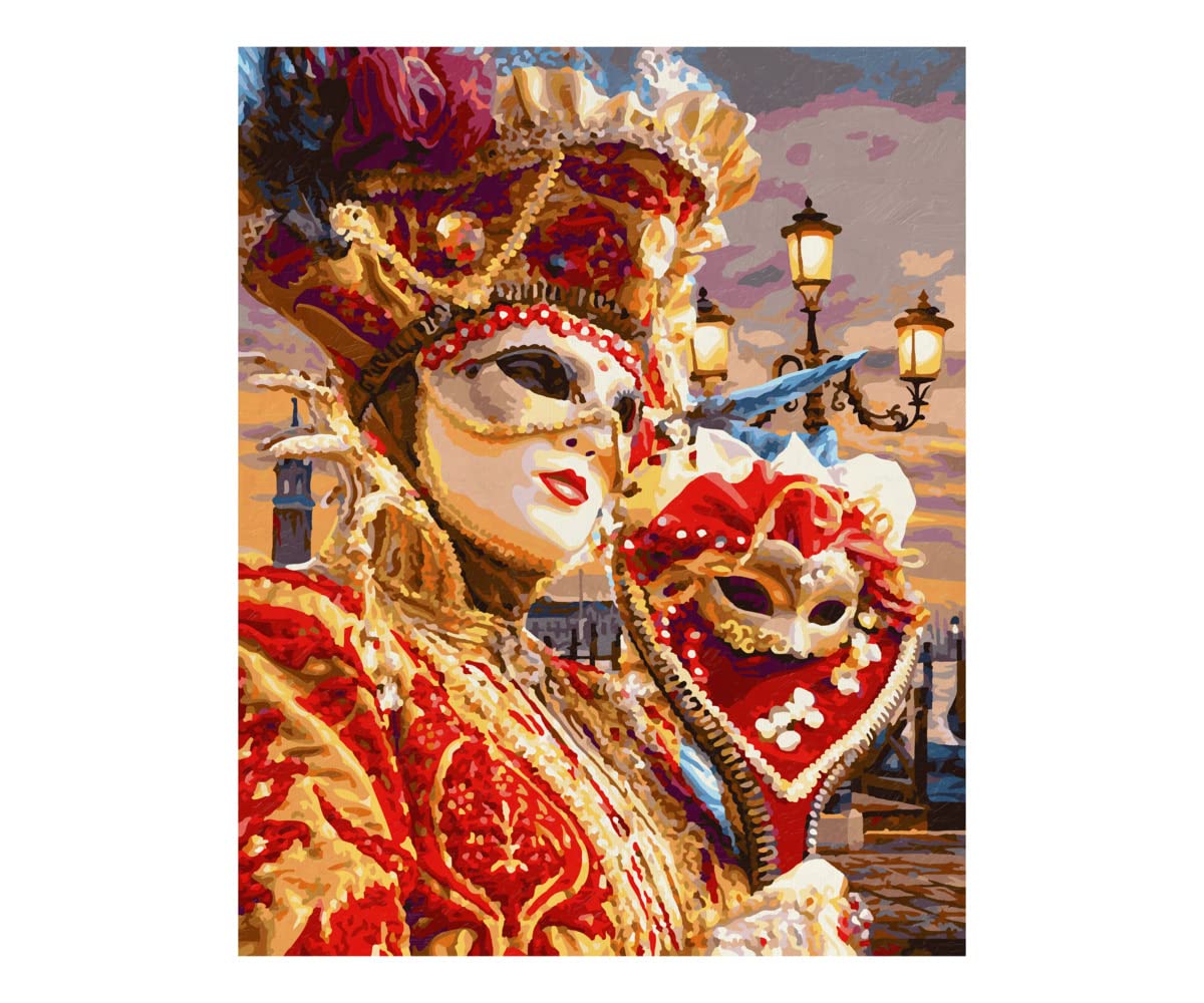 Schipper 609130869 Peinture par numéros - Carnaval de Venise - Photos de Peinture pour Adultes - avec pinceaux et peintures acryliques - 40 x 50 cm