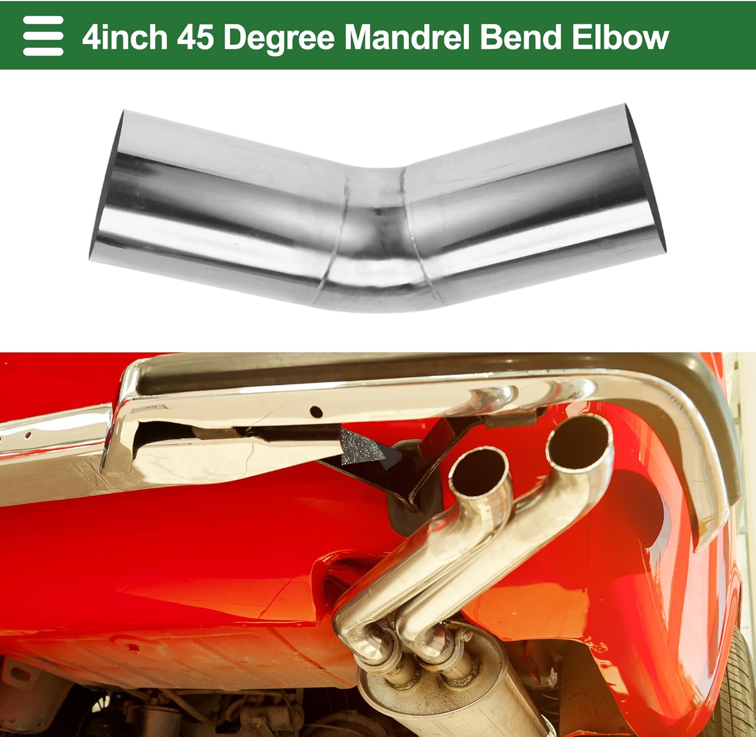 Motoforti 45 Degree 102mm/4" OD Mandrel Exhaust Pipe DIY Custom Car Modified Exhaust Pipe Tubing Piping 200mm/7.87" Length 304 Stainless Steel Silver Tone