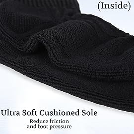 +MD Diabetic Socks for Men Women-6 Pairs Ankle Non-Binding Extra Wide, Seamless Circulator Socks for Edema 9-11 Black