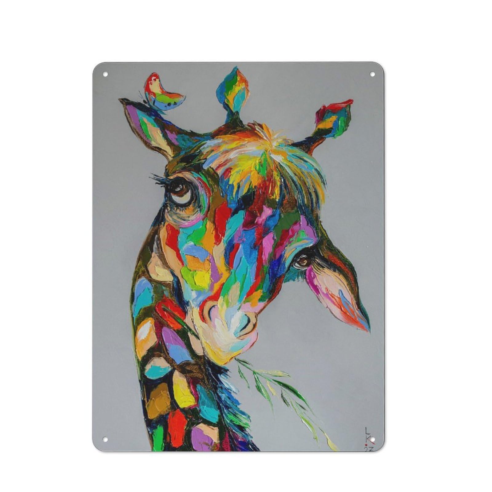 Junmoney Style-11 I Am A Shy Giraffe Understated Metal Wall Decor 40X30cm, Office Metal Sign For Office, Study, Studio Or Hallway