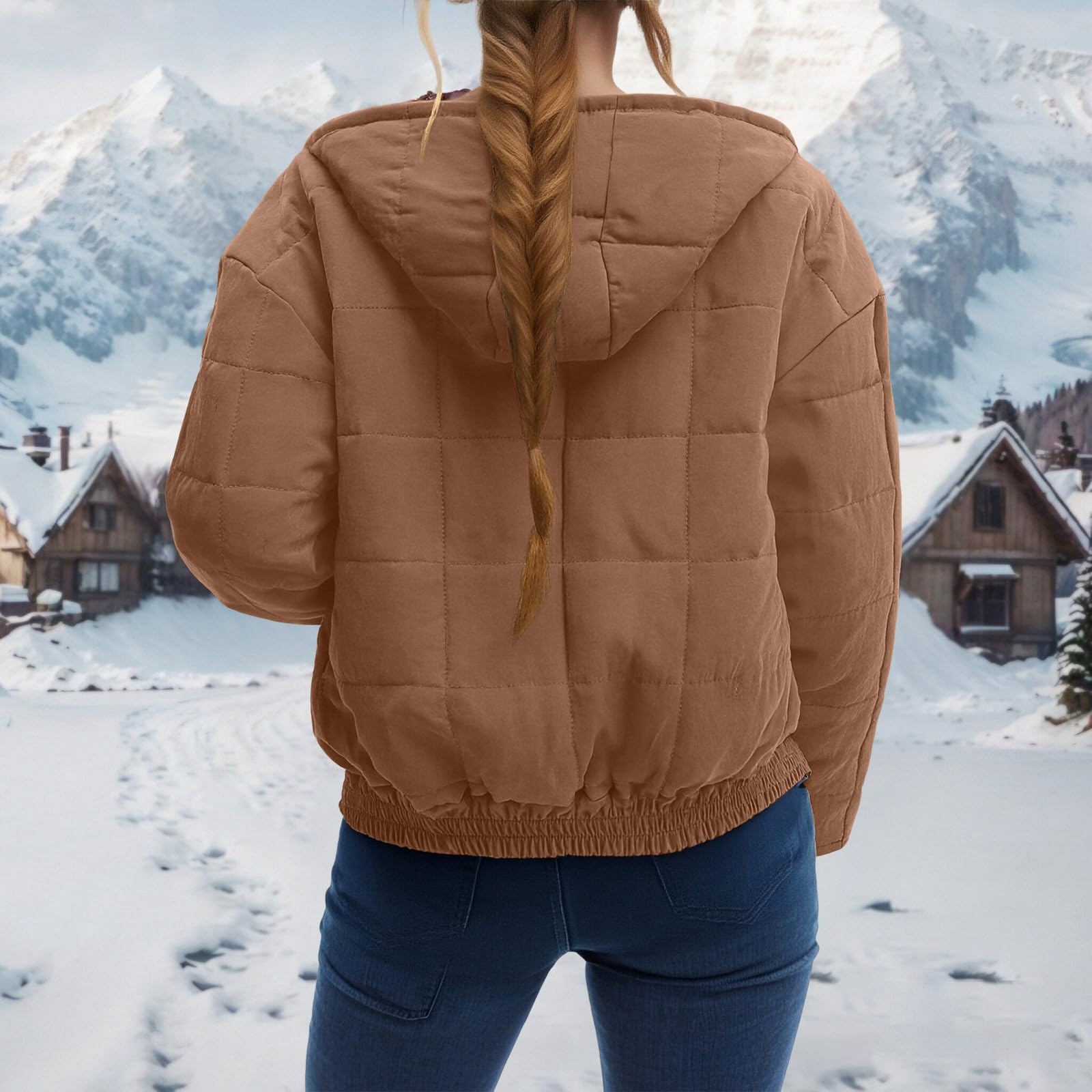 Abrigo de manga larga con capucha, cremallera y bolsillos de gran tamaño para uso informal al aire libre, comodidad y calidez en climas fríos. Ropa de abrigo de moda.