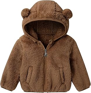 Chaqueta de forro polar con capucha para bebé y niña, abrigo de oso con cremallera, color puro para 1-5 años