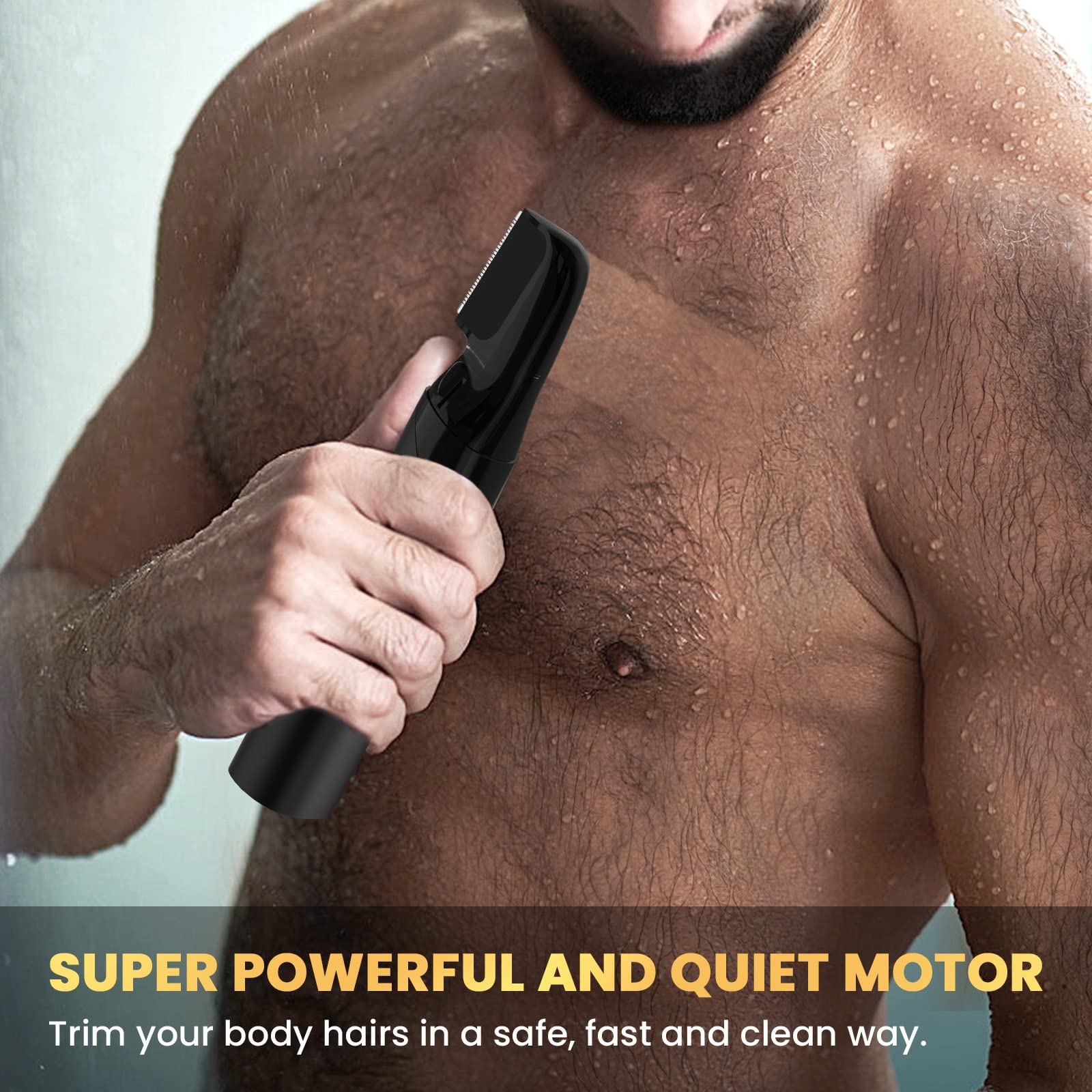 COSYLIFE - Trimmer per il corpo da uomo, include 2 testine di cambio rapido, rasoi elettrici per il corpo