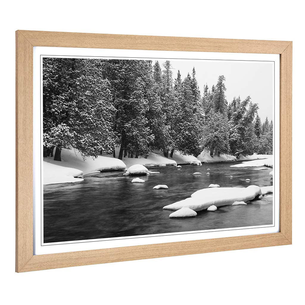 Big Box Art Framed Print of Landscape Frozen Forest and Lake Design | Wall Art Picture | Home Decor for Kitchen, Living Room, Bedroom, Hallway, Oak, A2 / 24.5x18 Inch / 62x45cm