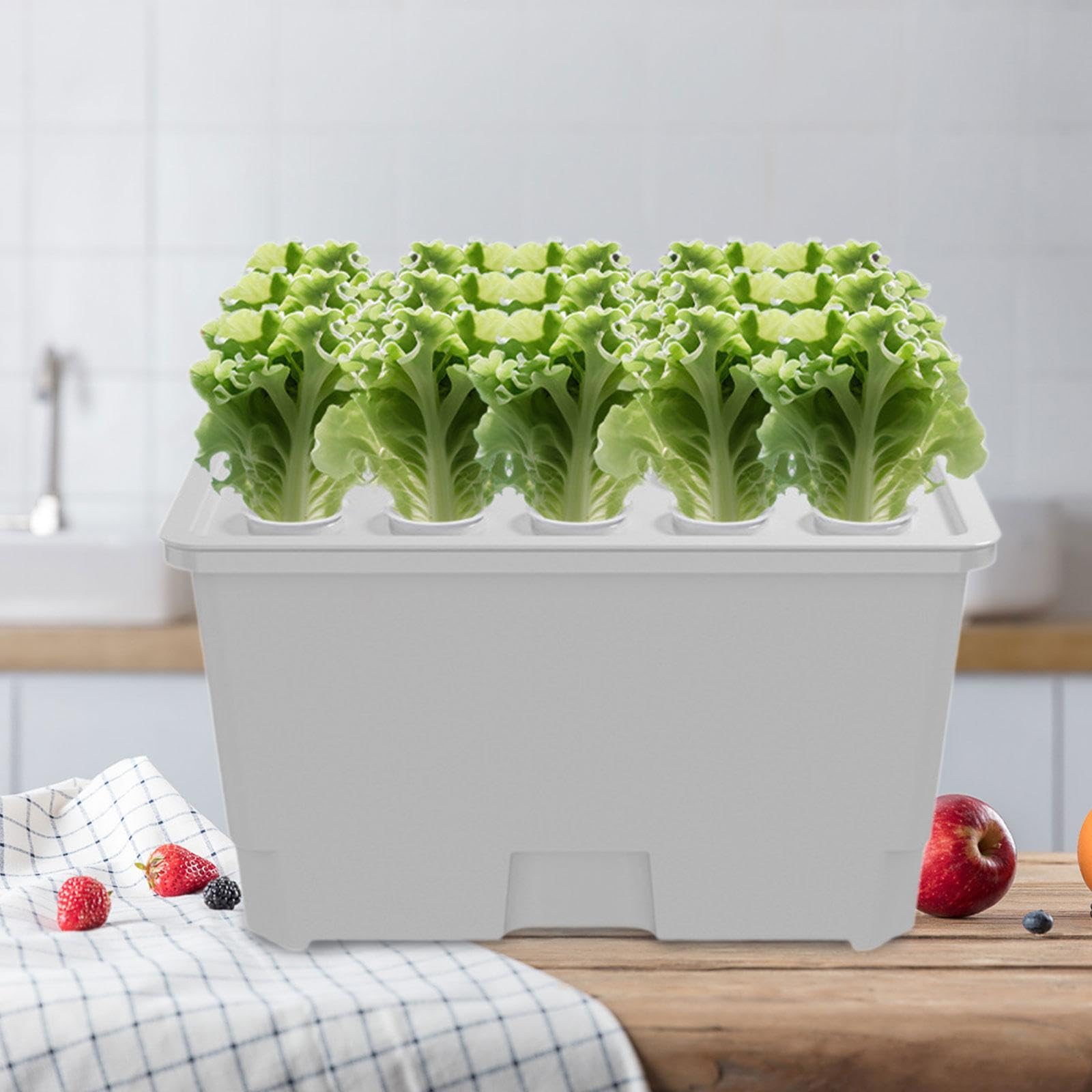 Anbausystem Set für Den Innenbereich, Tragbares Gartenbau Set für Hotel Und Büro, Obstanbau, Weiß