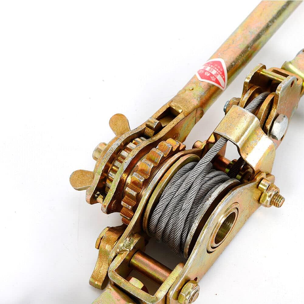 Heavy Duty Cable Puller, 2T/4400LB Hoist Ratchet Hand Lever Puller Come Along Strong Alloy Hooks Cable for Lifting,Pulling,Building,Garages,Warehouse
