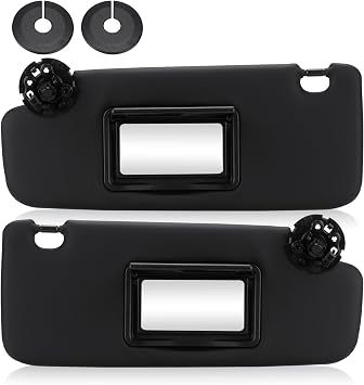 Left Driver & Right Passenger Side Black Sun Visor Fit for Chevrolet Chevy Cruze 2011 2012 2013 2014 2015 2016 Sunvisor Replacement 95034256 95034253 84126667 84126658 Fits 2 & 3 Screw Holes