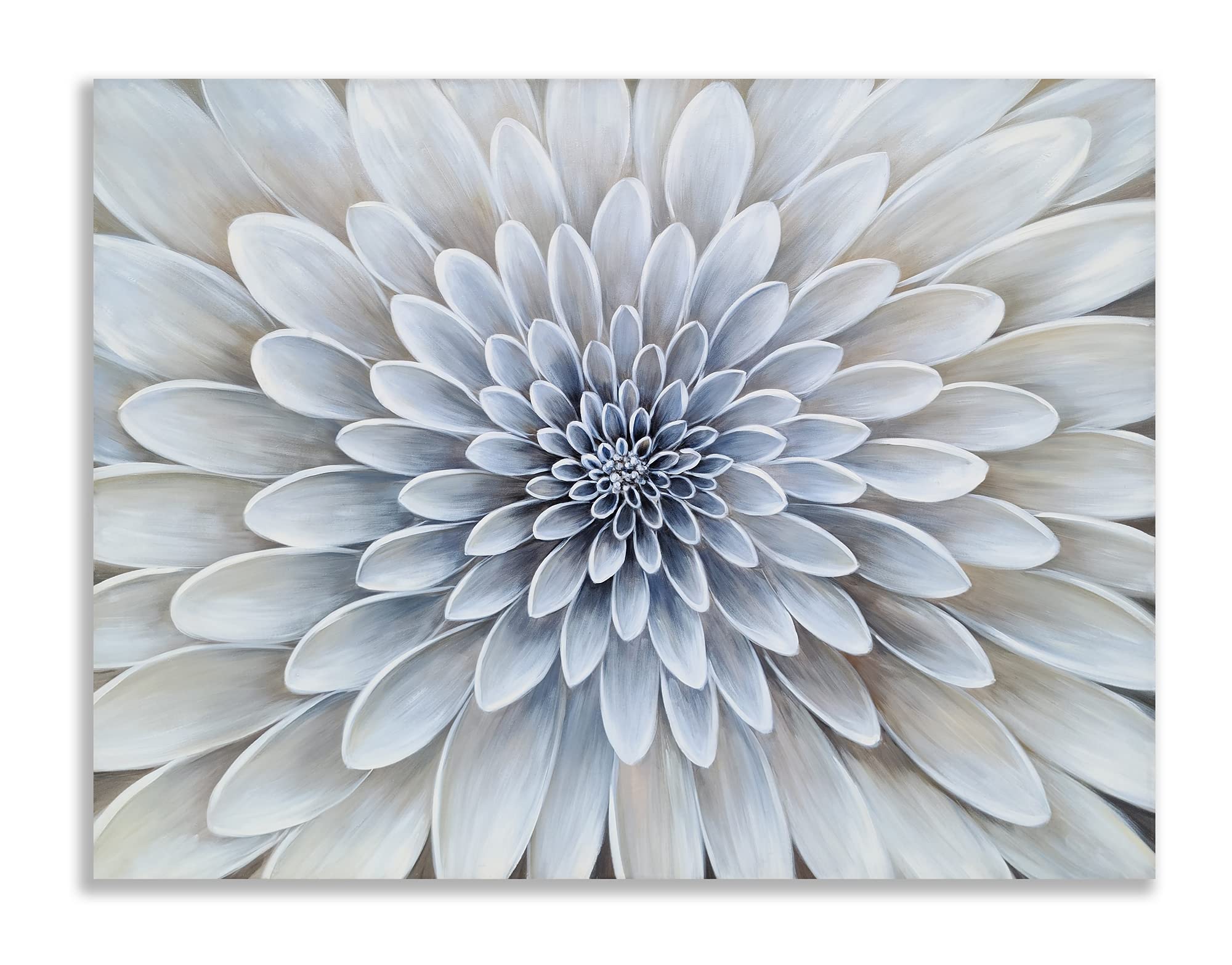 Abstraktes Leinwandbild Mit Weißen Blumen – 50 X 70 Cm, Strukturiert, Für Wohnzimmer & Mehr