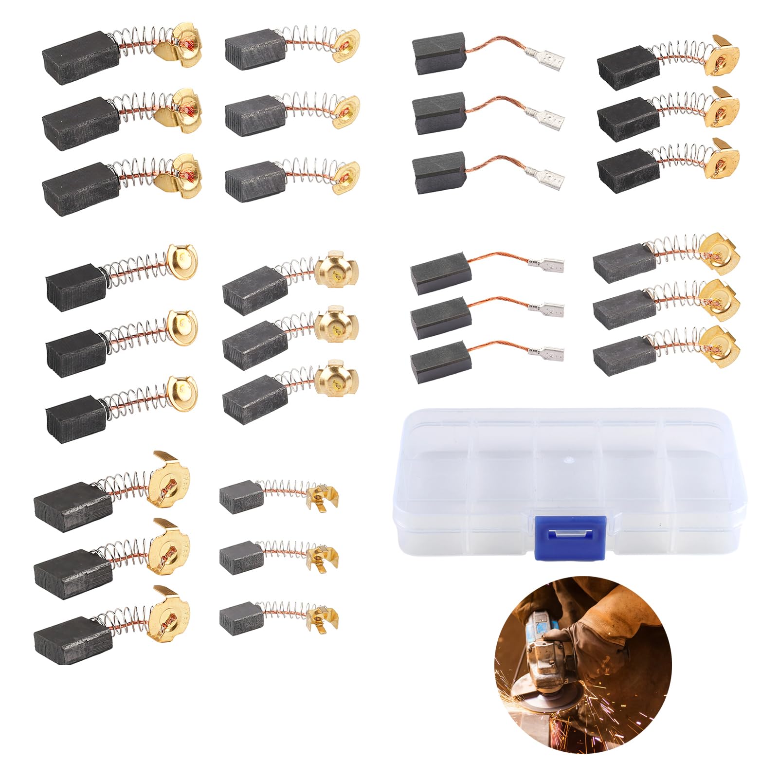 The Lord Of The Tools 30-Piece Carbon Brush Set – 10 Sizes, 3 Of Each, For Hand Drills, Blowers, Blenders, Circular Saws, Cut-Off Saws & More (Metal Brushes)