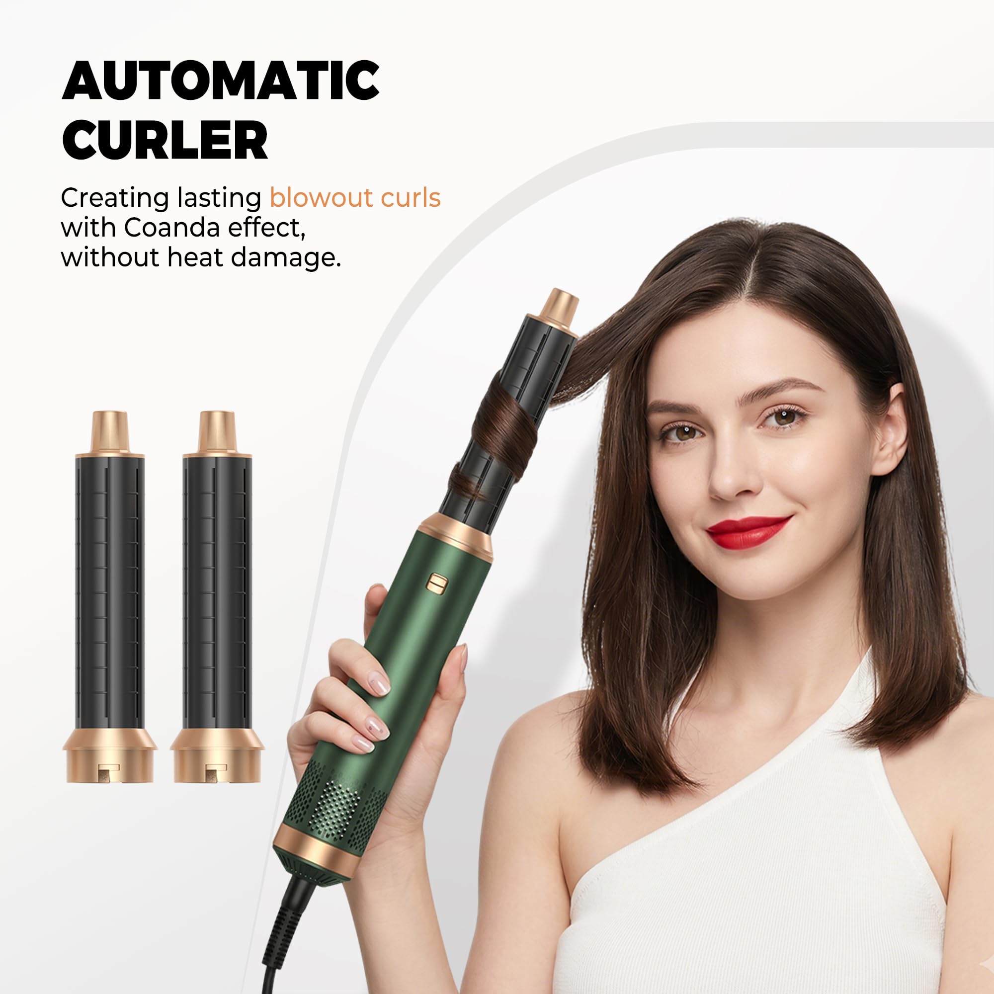 OKWRAP Haarstyler Hair Styler Set Hairstyler 5 in 1 1000W, Multistyler Haare Föhn mit Automatischer Lockenstab Hair Dryer Brush Rundbürste Föhn Haarglätter für Glätten, Trocknen, Volumen, Locken