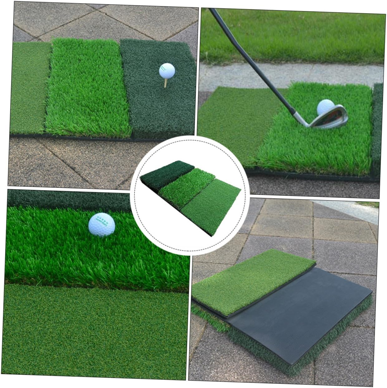 Mikikit 1pc Golf Hitting Mat for Practice Combined and Short Grass Pad Realistic Swing Training Aid Portable Design for Beginners
