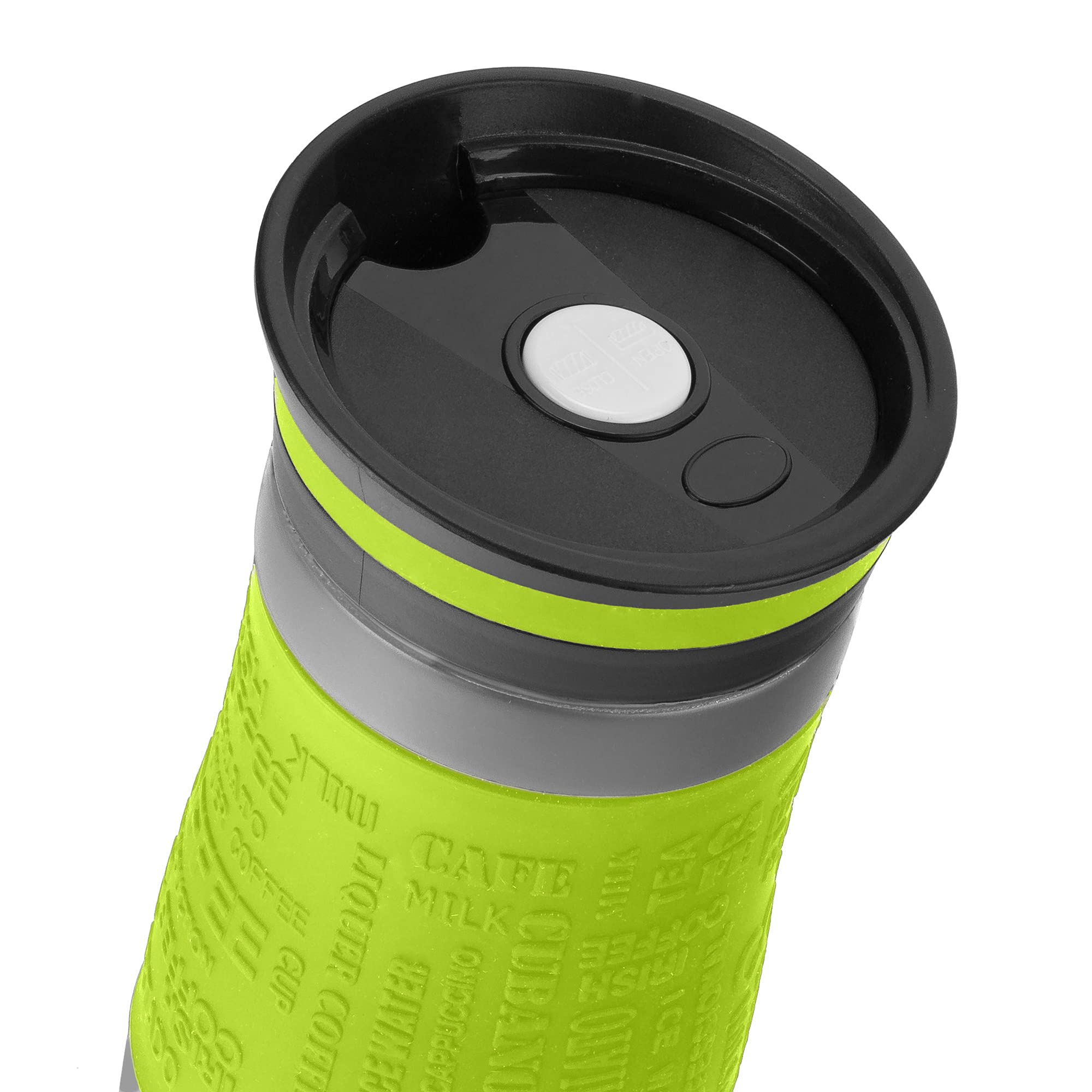 Vakuum-isolierter Reisebecher, Thermoskanne, einhändig offen zum Trinken, doppelwandig und auslaufsicher für heißes und kaltes Getränk. (Hellgrün, 480 ml)