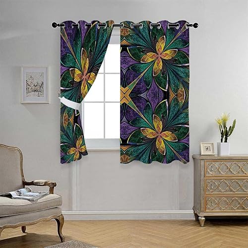 Miniatura 3 de Cortinas fractal con ojales cortos, cortinas para Ventanas de Cuarto de 63 pulgadas de ancho por 80 pulgadas de largo, 2 paneles