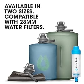 HydraPak Stow - Collapsible Backpacking Water Bottle (1 Liter) - BPA Free, Ultra Light, Spill-Proof Twist Cap - Sutro Green