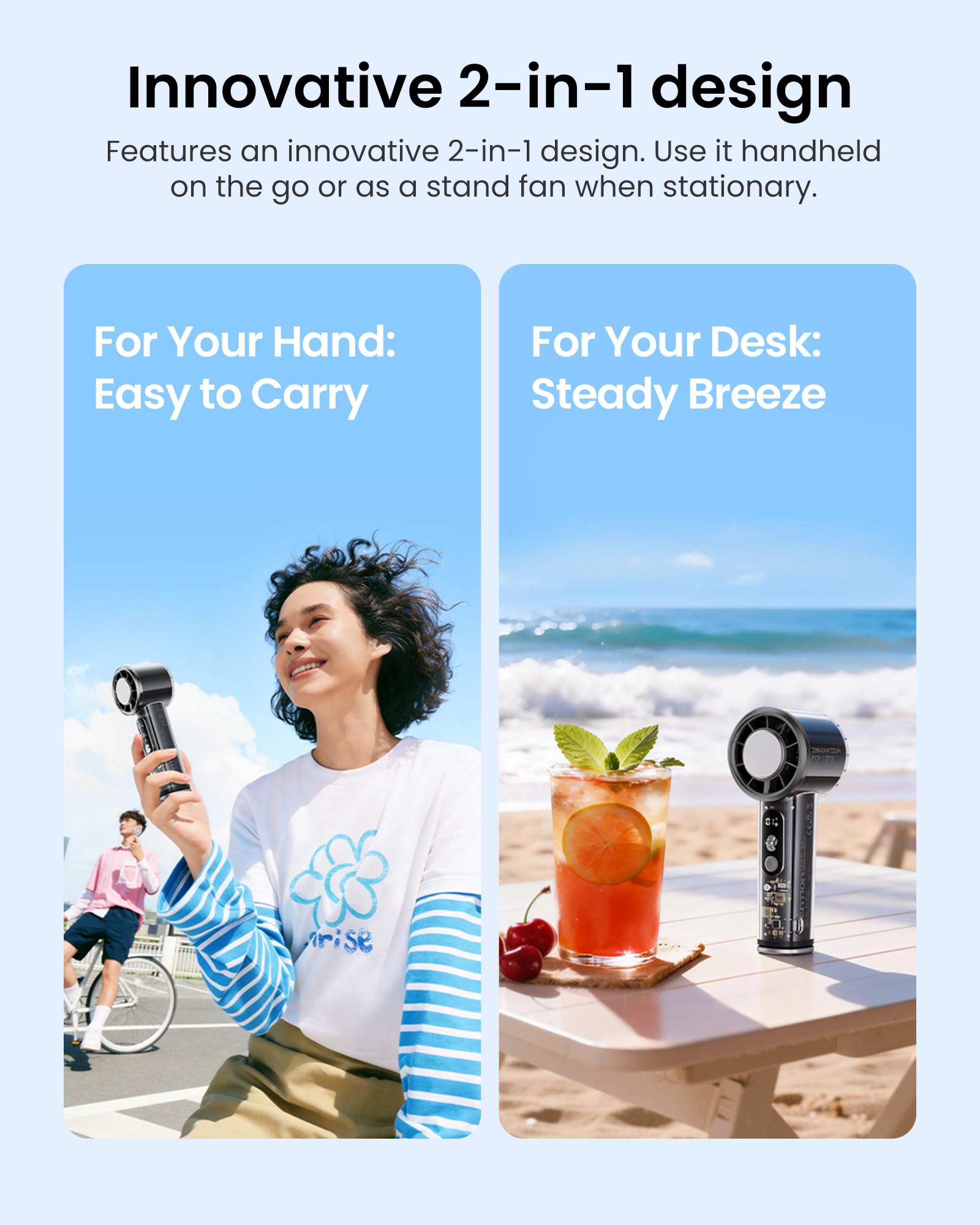 Vention Handventilator Mini Handventilator USB-C 2-9h Betriebsdauer Reise Büro