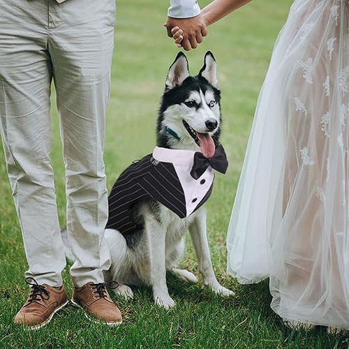 Miniatura 5 de IDOMIK Traje de esmoquin para perros pequeños, medianos y grandes, traje formal de esmoquin para perro con collar de corbatín desmontable y bufanda