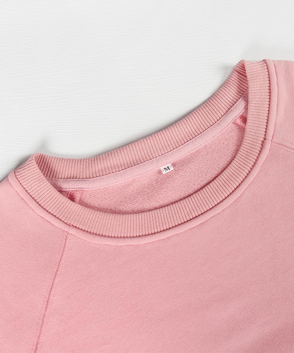 Smile Fish Women's Crewneck Long Raglan Sleeve Sweatshirt Loose Fit Relaxed Pullover Fleece Lined Casual Warm Tops - Image 3