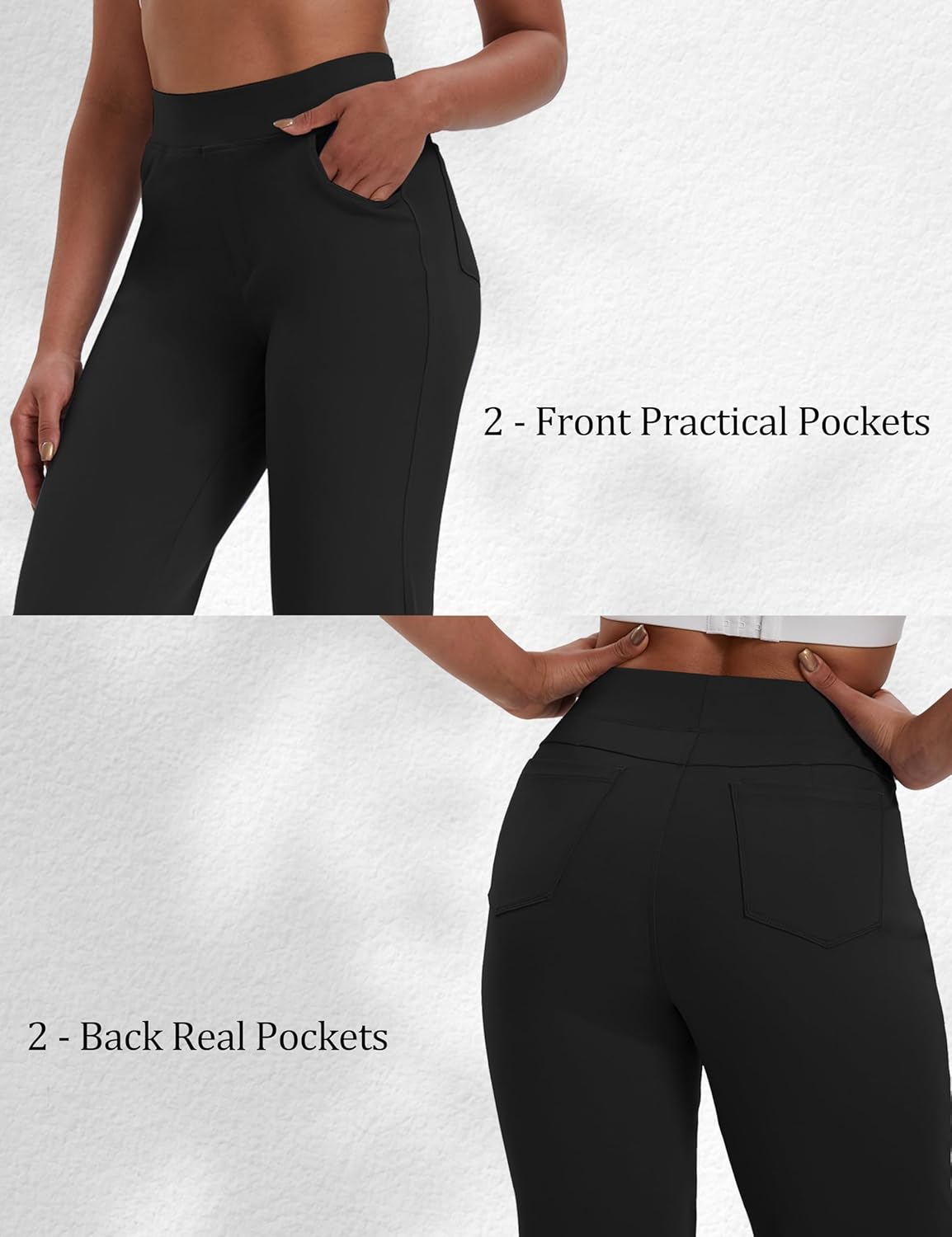 VOOVEEYA Wide Leg Pants for Women, Yoga Pants with Pockets High Waist Casual Straight Dress Pants Petite/Tall/Regular (Capri Black 2XL)