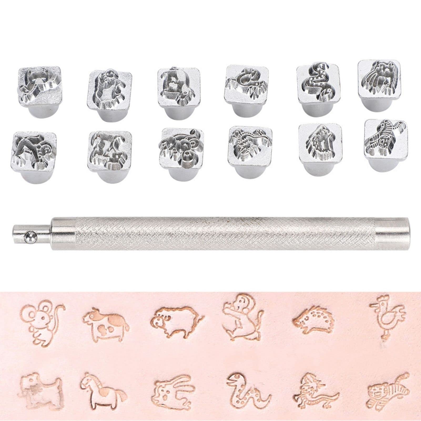 Lederen Stempelen Gereedschap - 20 stks Lederen Verschillende Vorm Stempel Zadel Maken Punch Set, Carving Lederen Craft Werken Tool Kit Leathercraft Accessoires voor DIY Handgemaakte