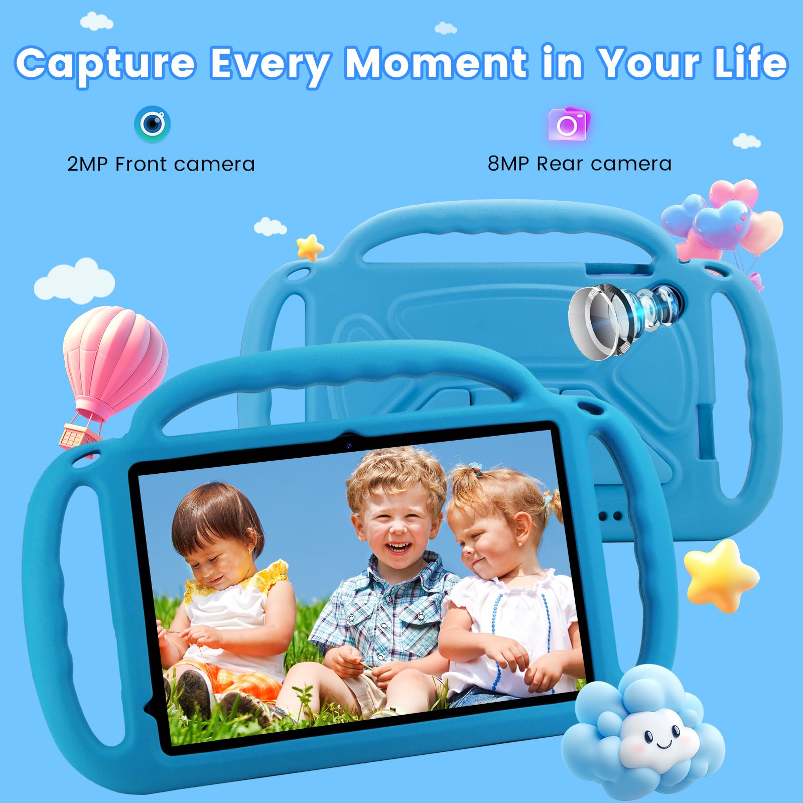 Tablet per bambini da 10 pollici, con controllo genitori, 12 GB di RAM, memoria espandibile fino a 2 T, schermo FHD per la protezione degli occhi, batteria da 6000 mAh e custodia protettiva