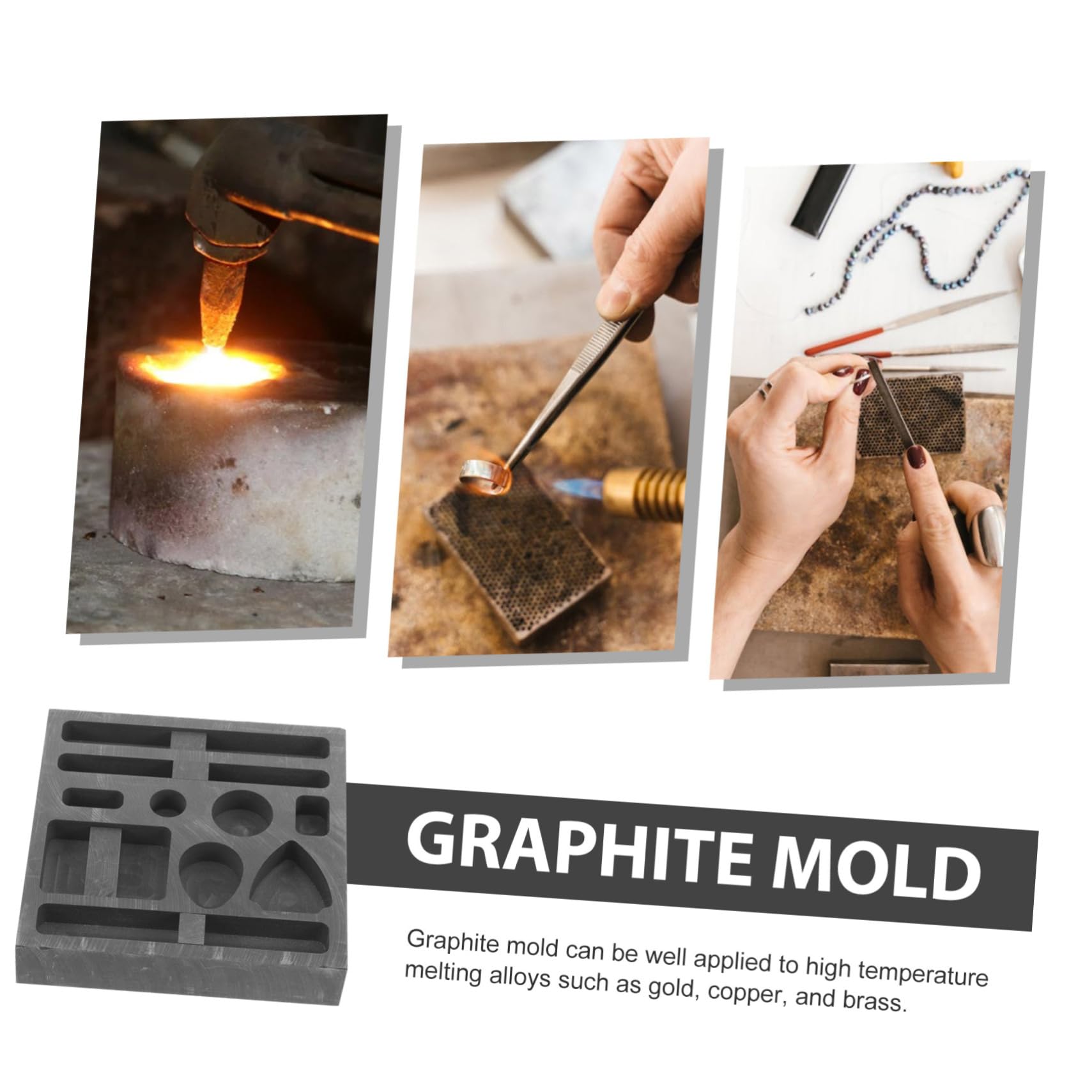 Lurrose 5stücke Graphit Barrenform Für Gold Und Silberguss Wiederverwendbare Gießform Aus Langlebigem Graphit Mit Löchern Für Metallverarbeitung Experimente Und Lehrzwecke