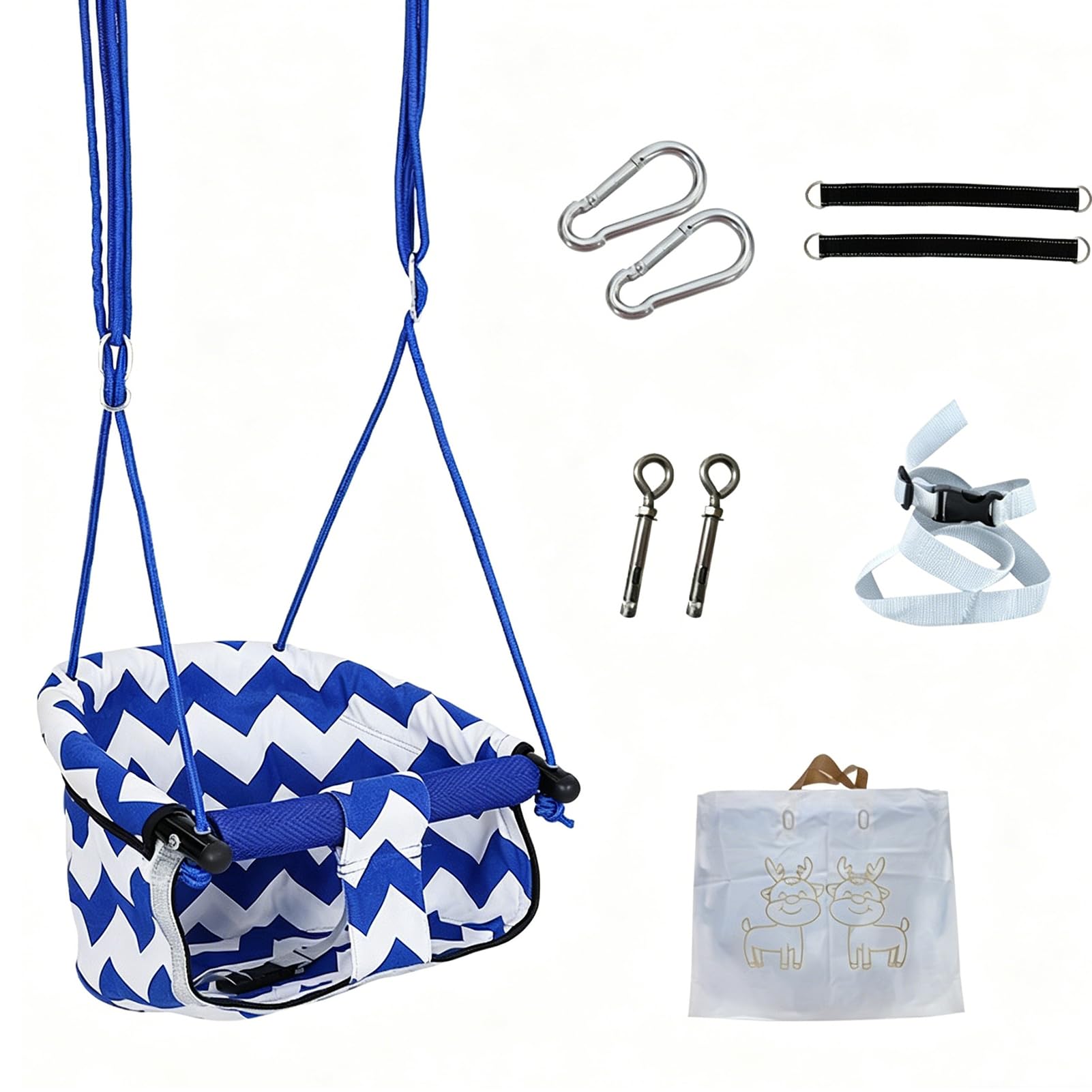Balancoire Bebe,Siege Balancoire Bebe pour Intérieure et Extérieure Dès 6 Mois et Plus,Balancoire Exterieur avec Ceinture De Sécurité Et Corde Réglable,Balancoire Enfant Résistante jusqu'à 100KG+