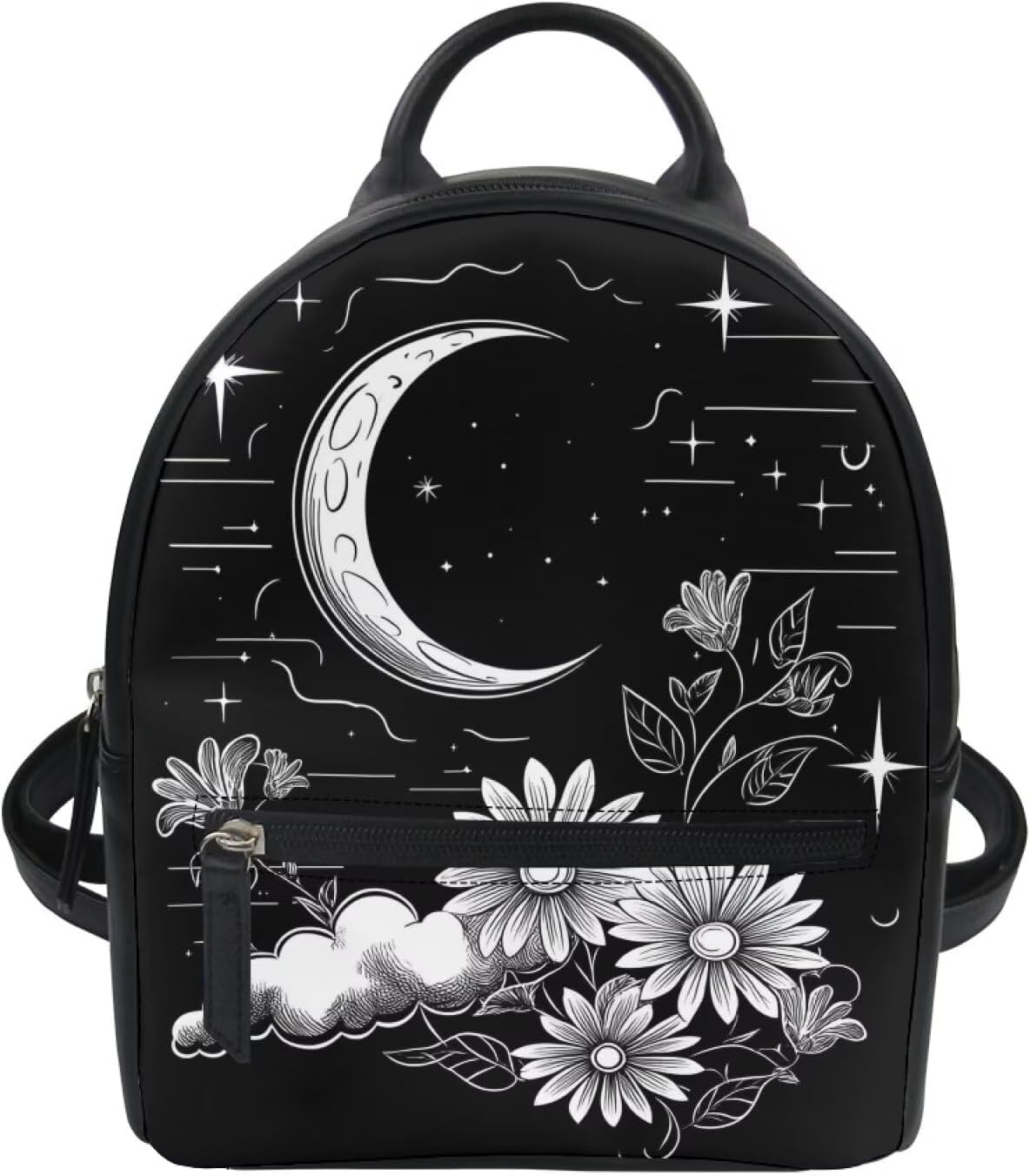 Moth Backpack for Women PU Leather Shoulder Bag Fashion Mini Backpack Purse College Daypack Shopping Hiking Rucksack Casual Tote Handbags for Shopping Dating Travel Gifts