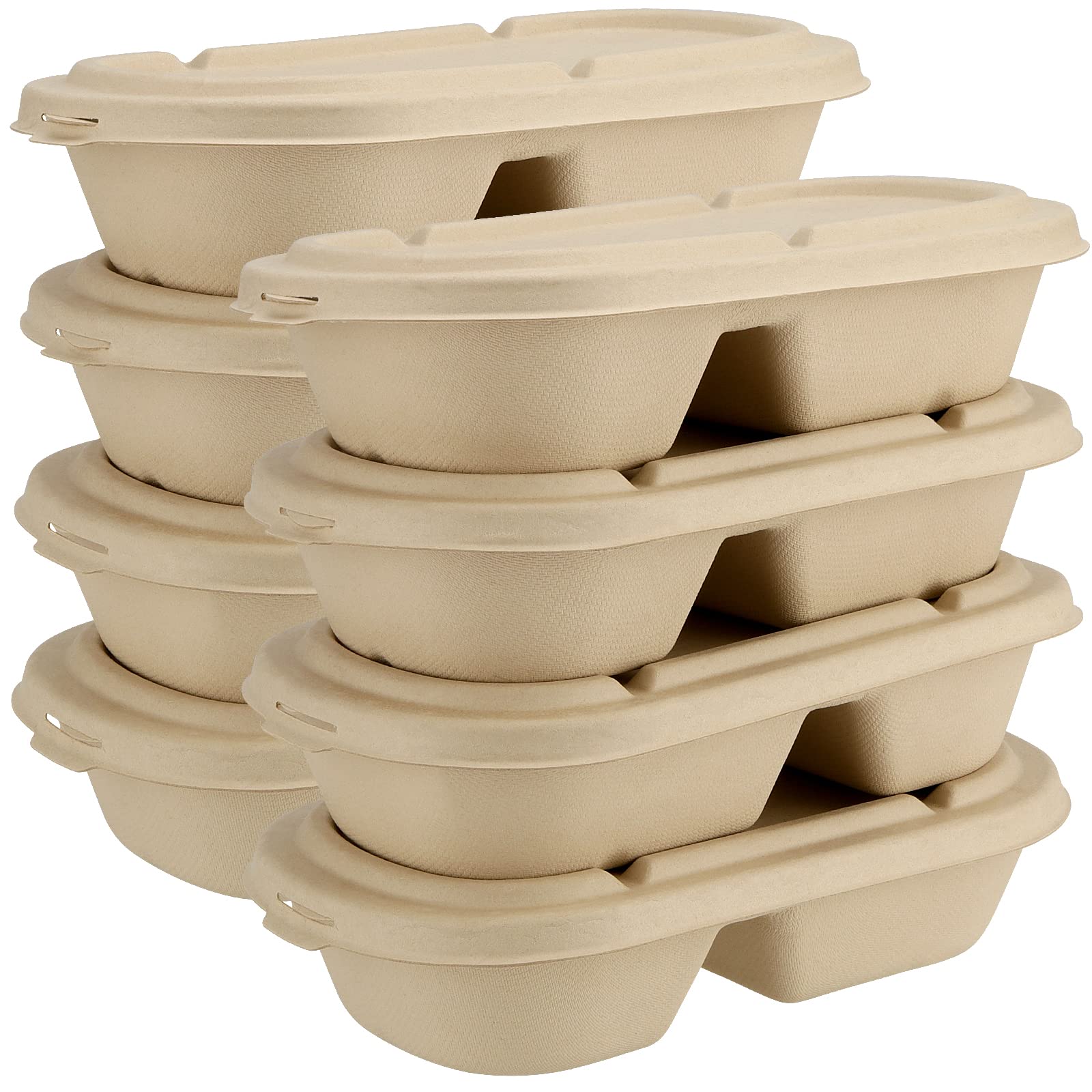 ZEONHEI 75 PCS 26OZ Disposable Food Containers with Lids, 2 Compartment Meal Prep Containers, Microwaveable To Go Container Take Out Boxes for Food Lunch Meal Prep Leftover Storage