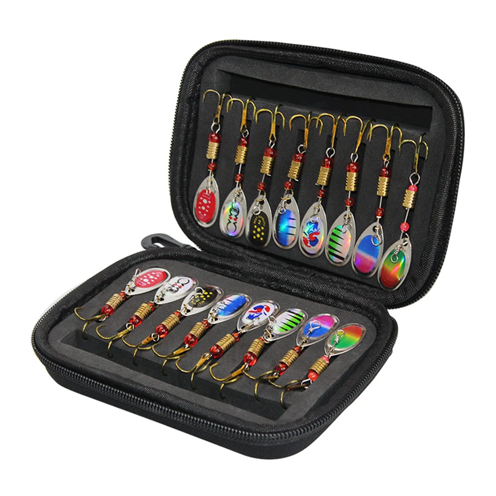 Señuelos de Pesca Fuerza de Pesca Spinners Cebo Cuchara Conjunto con Bolsa de Tackle Trout Bass Bass Salmon Pike Walleye Pesca al Aire Libre Tackle 16pcs Cebos Artificiales