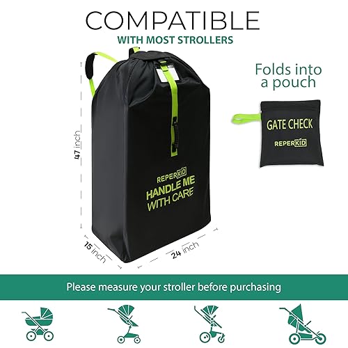 Vista 10 de reperkid Bolsa grande para cochecito para viajes en avión, negro y rojo, 47 pulgadas de alto x 24 pulgadas de ancho x 15 pulgadas de profundidad, se