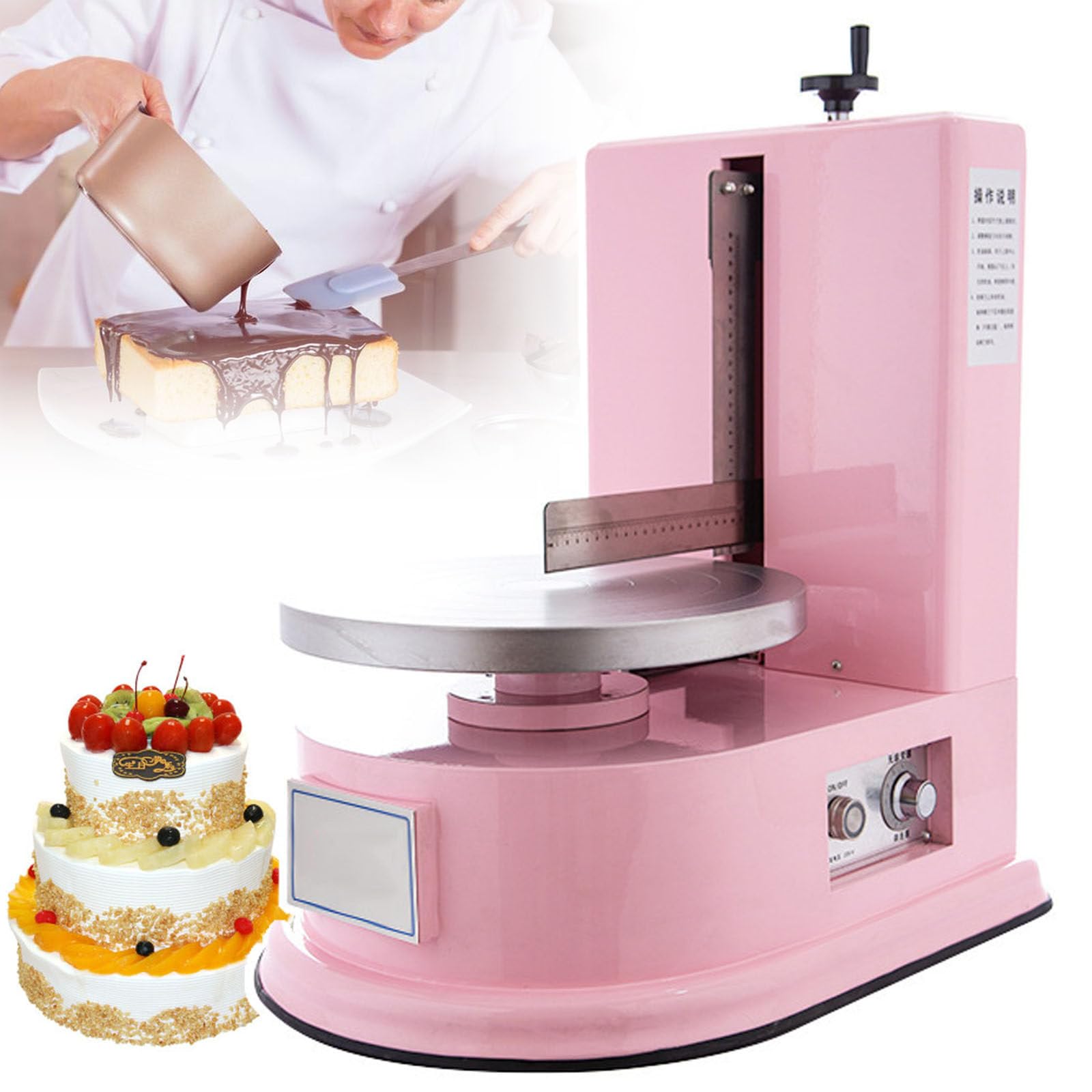 Máquina para glaseado de Pasteles, esparcidor automático de Crema para Decorar Pasteles de 4 a 12 Pulgadas, Ideal para Pasteles de cumpleaños con Crema y Mermelada, Herramienta de decoración