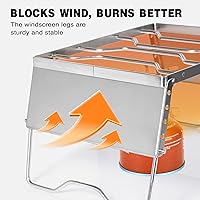 Vista 5 de REDCAMP Parrilla de fogata portátil de 12 pulgadas, acero inoxidable 304, parrilla plegable de fogata con parabrisas patas ajustables en altura