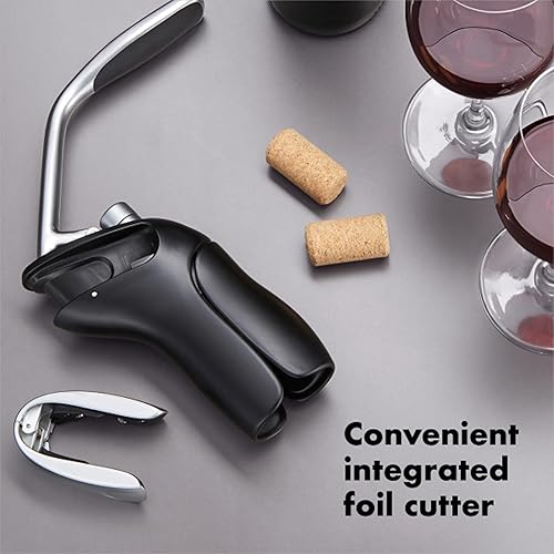 Miniatura 6 de OXO Sacacorchos de palanca vertical de acero con cortador de lámina extraíble