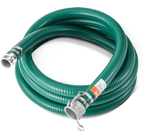 VEVOR Suction Hose, 2 in x 20 ft, Green High Quality Hose, with Camlock Connectors, and Aluminum Fittings, Fit Various Pumps, for Sewage Treatment, Water Transportation and More Agricultural Purposes