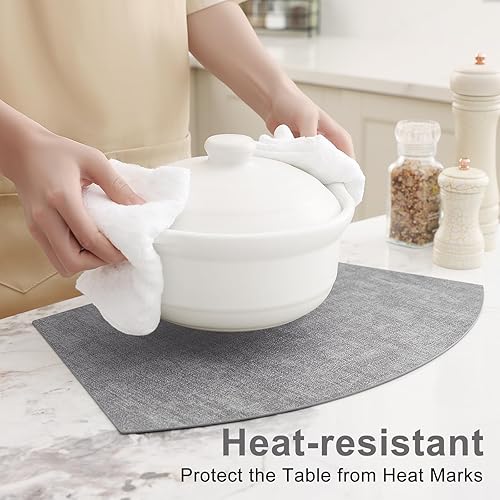 Miniatura 2 de Homaxy Juego de 6 manteles individuales para mesa redonda, lavables en forma de cuña, de piel sintética, lavables, para cocina, cena, para