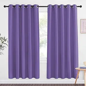 NICETOWN Lilac Purple Blackout Curtains for Bedroom 72 Inches Long, Thermal Insulated Room Darkening Grommet Window Curtains for Living Room Nursery, 66 inch x 72 inche, 1 Panel