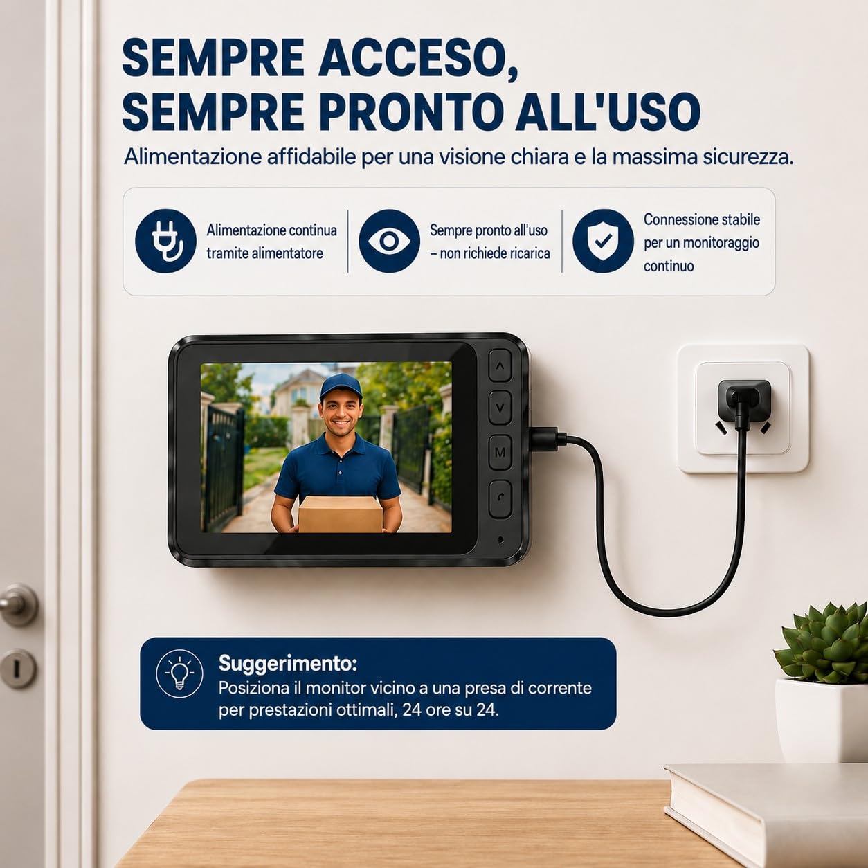 Videocitofono Campanello Senza Fili da Esterno con Schermo IPS 4,5'' Telecamera HD che Supporta la Visione Notturna a Infrarossi, Audio Bidirezionale Campanello Senza Fili Nessun WiFi o Abbonamento