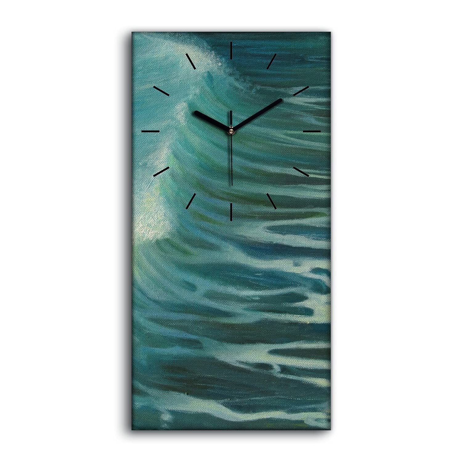 Horloge sur Toile Ocean Sea Waves Art 30x60cm Décoration Murale Moderne pour Salon