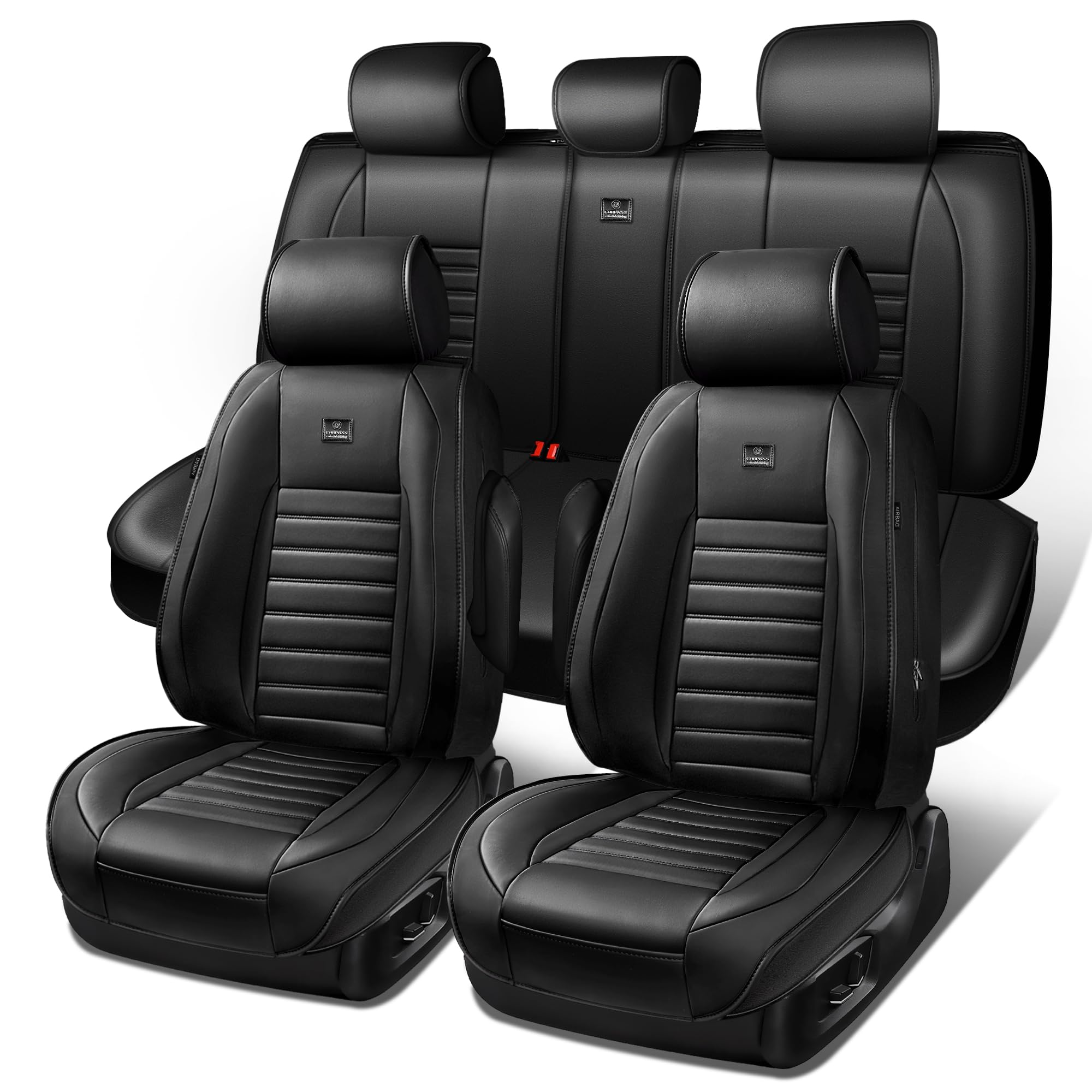 Photo 1 of ***STOCK PHOTO REFERENCE ***CAR PASS Nappa Leather Car Seat Covers Full Set, Luxury Seat Protector for Cars, Waterproof Anti-Slip Car Seat Cushion Armrest Compatible Airbag Universal for Sedan SUV Pick-up Truck Automotive, Black