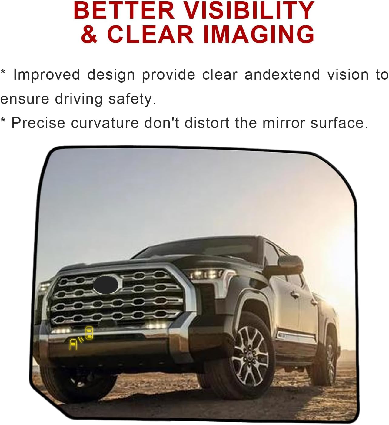 Blind Spot Detection Driver Side Mirror Replacement for Toyota Tundra 2022-2023, Left Upper Exterior Side Rearview Mirrors Glass, with Backing Plate, Power Heated