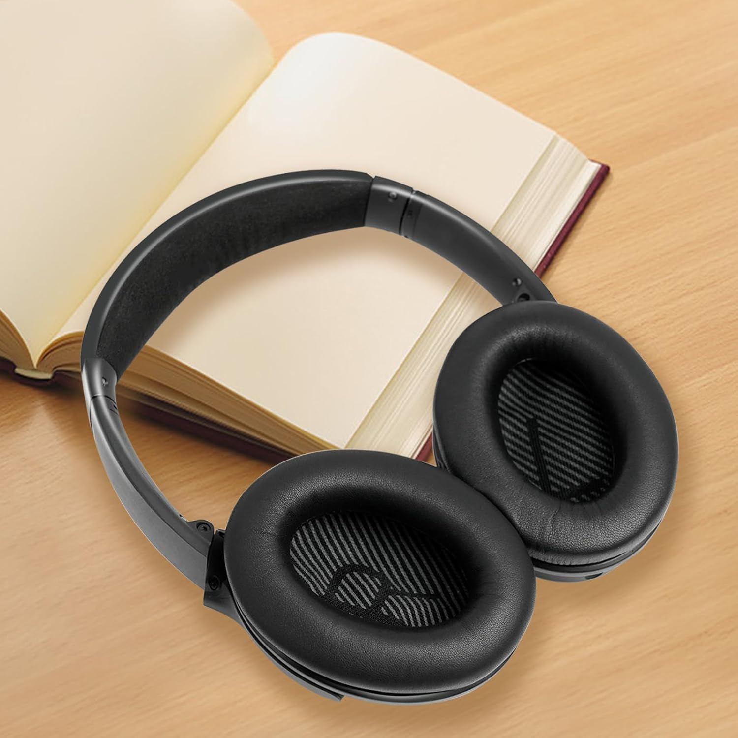 Ear Pads Replacement for QC35 QC35ii QC25 QC45, GVOEARS Lambskin Ear Cushions for Bose QuietComfort 35 35ii SoundLink 1&2 AE Over-Ear Headphones, Durable Sheepskin (Black)