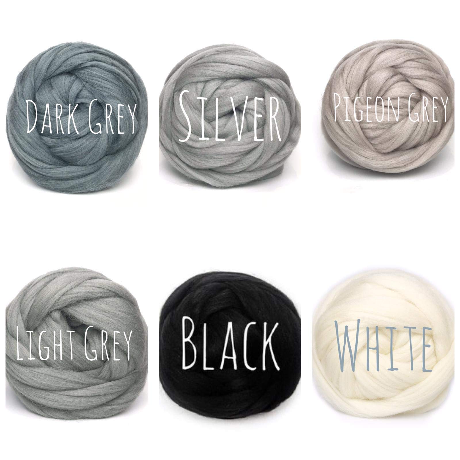 Merino Wool - Dark Grey - for arm Knitting Merino Blanket Weaving Felting Jumbo Yarn Giant Wool Soft 50g (0.11lb) - Image 2
