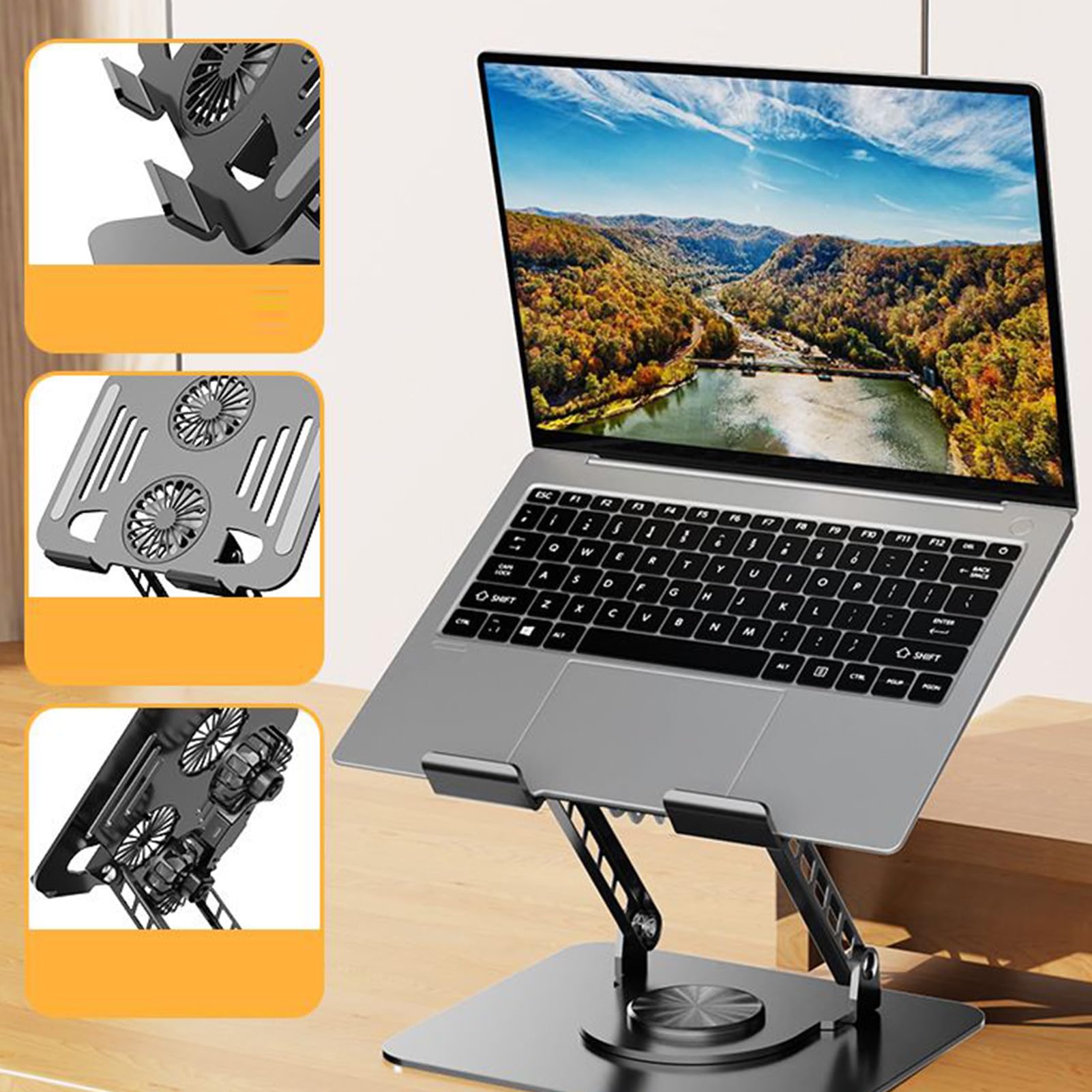 Podstawka do laptopa Przenośny Chłodzący Akcesoria Komputerowe | Regulowana podwyższająca podstawka pod laptop Do domu, salonu, biura, stołu, podróży, nauki, pracy, college'u, biznesu, dla