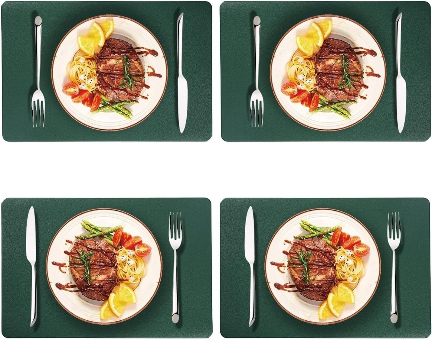 Decoración de Mesa, manteles Individuales, Mantel de Comedor para Cocina, Juego de 4 de Piel sintética, Resistente al Calor y Antideslizante, Doble Cara, Ideal para el hogar, 45 x 30 cm.