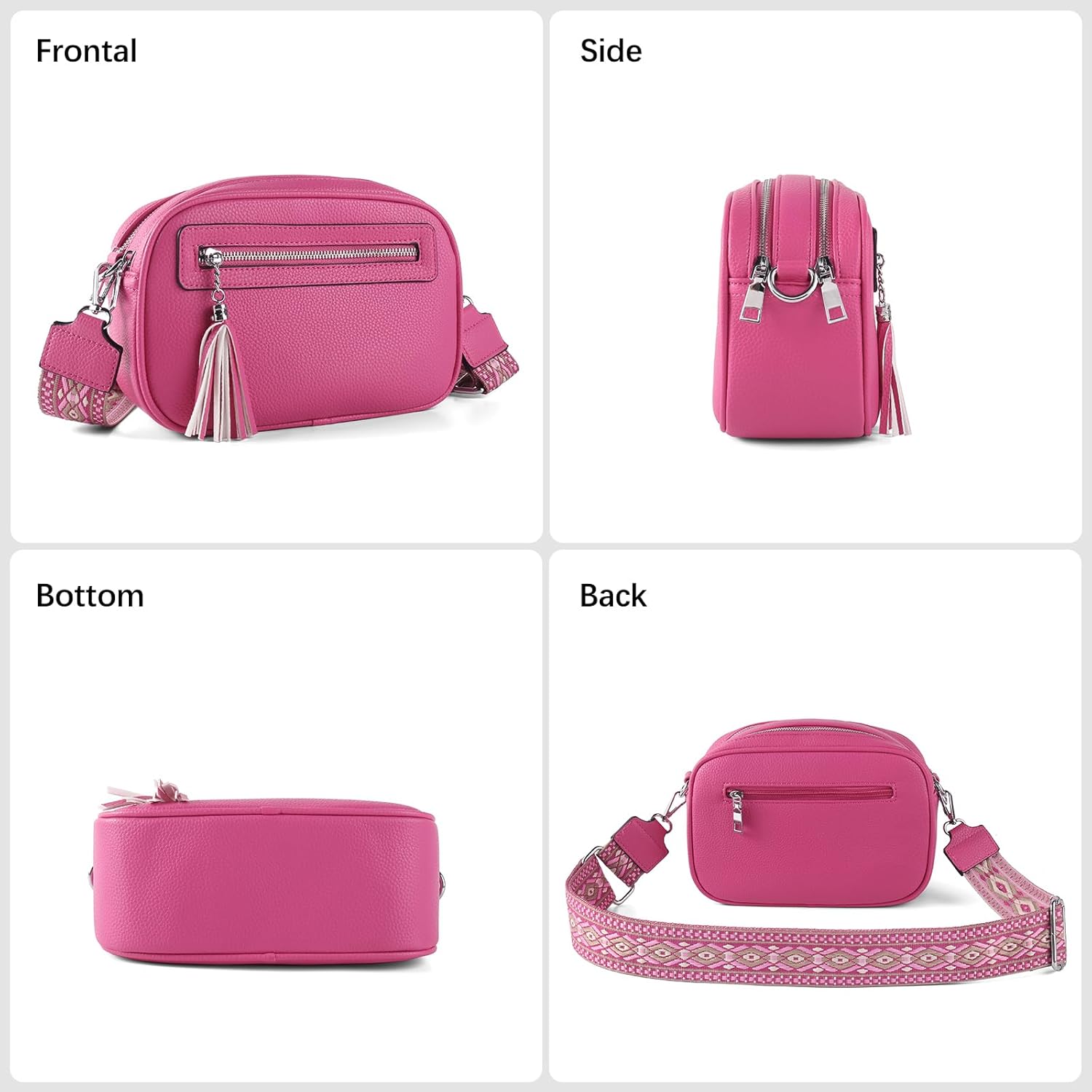 Crossbody Bag for Women Trendy Purse Small Shoulder Handbags with Wide Strap With Multi-compartment double zipper - Image 6