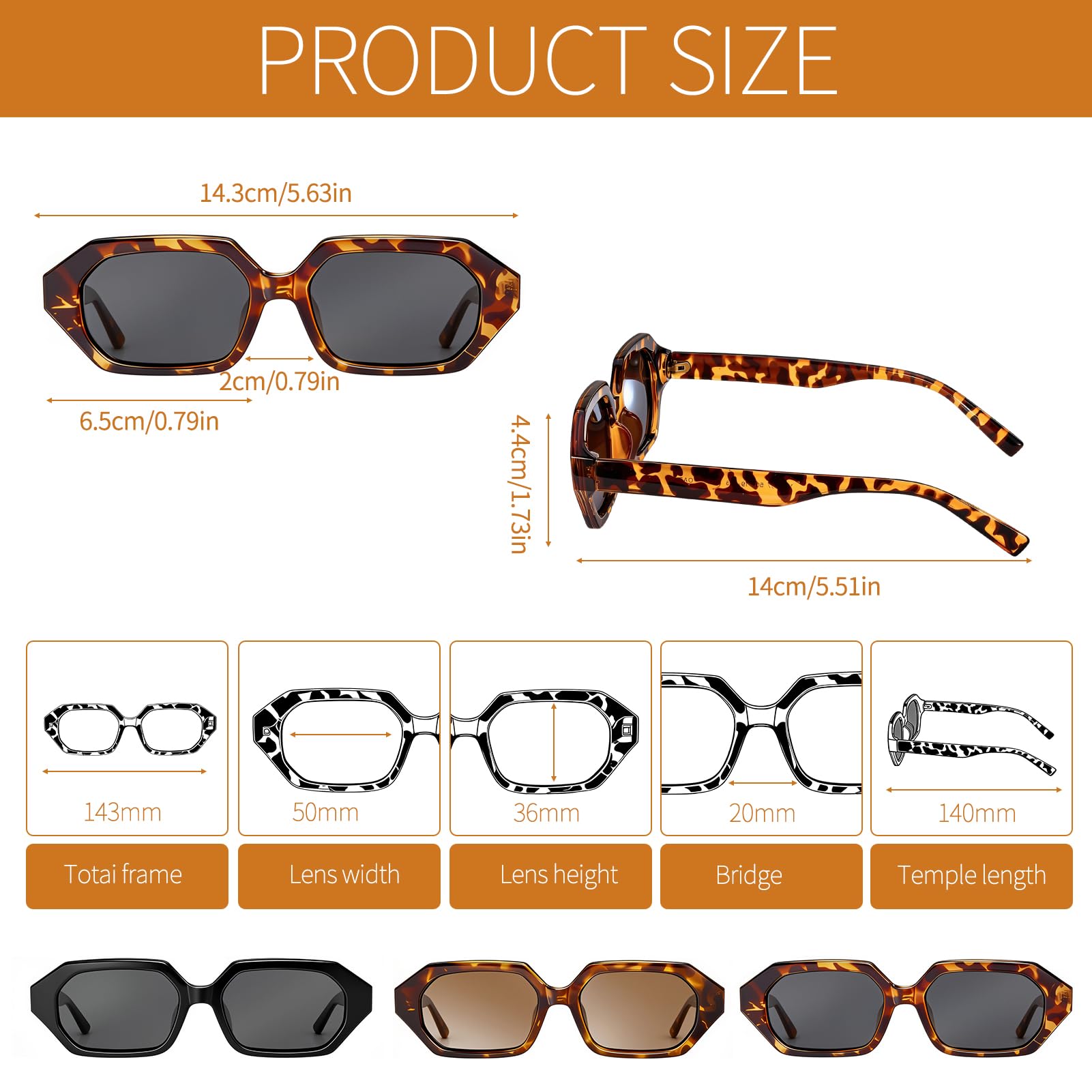 Coumy 3 Pcs Retro Polarized Sunglasses for Women Men